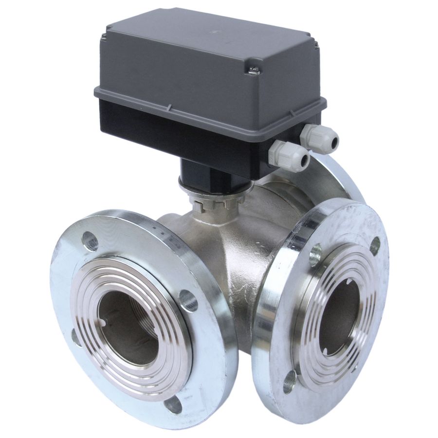 3-weg Motorkogelkraan 2.1/2" Flens 230V 1 hulpcont.