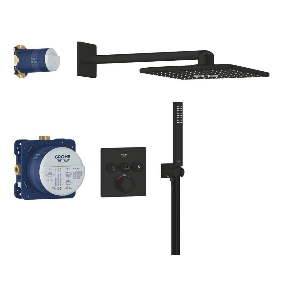 Complete set inbouwdouche Precision SmartControl (3x) Comfortset 310 vierkant mat zwart