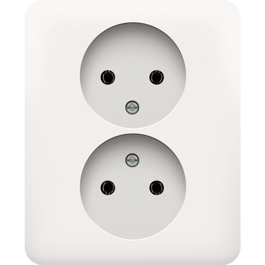 Dubbel 2pol stopcontact z.aarding volledig app. white VVE=10