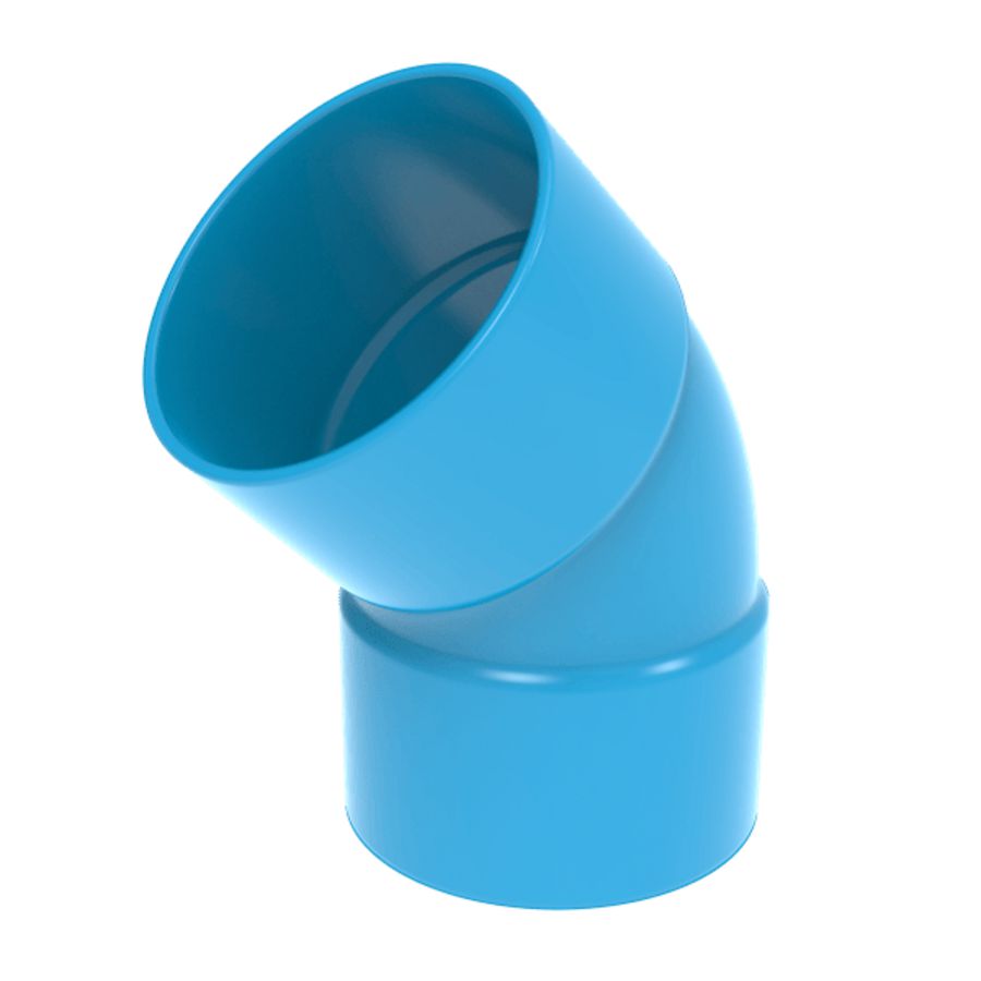 Bocht lijm 45° PVC luchtverdeelsysteem VENTIZA blauw Ø80mm mof/mof
