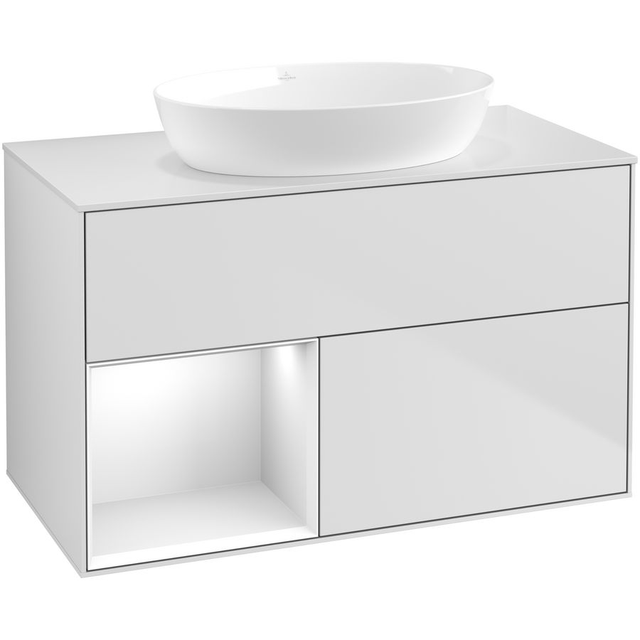 Wastafelonderkast Finion 1000x603x501mm White Matt Lacquer FA11GFMT