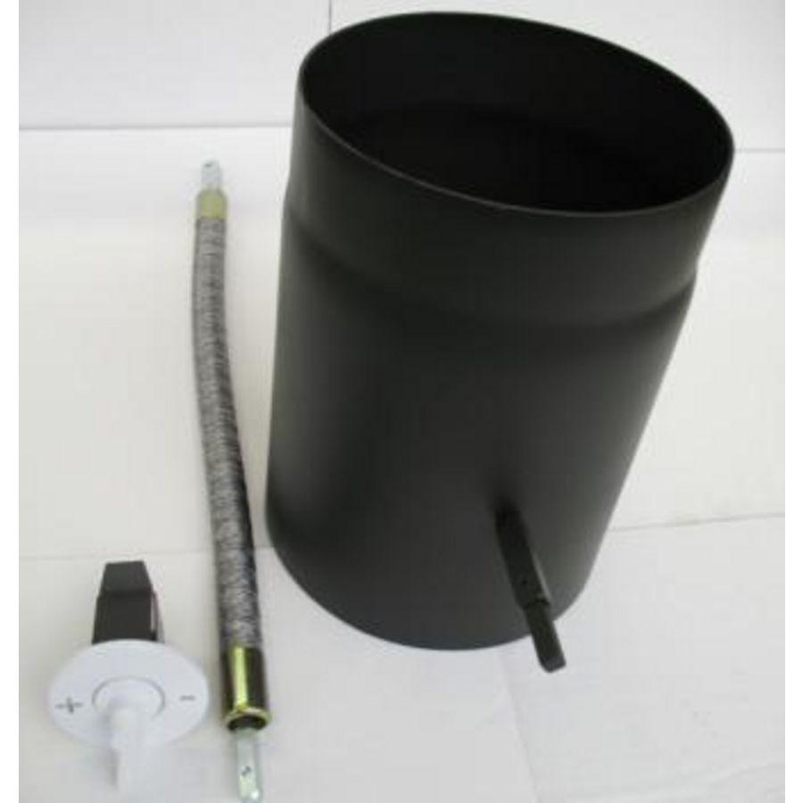 Rookgasklep D=150mm as 500mm bedieningsknop wit