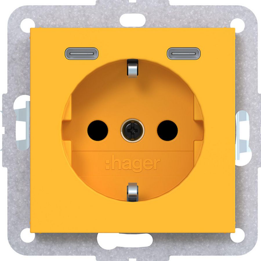 SCHUKO-wandcontactdoos USB-C Safety Plus A.x/C.x saffron mat