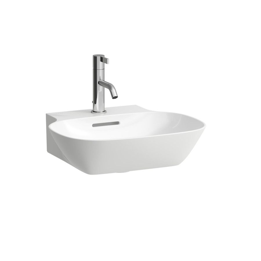 Fontein 450x410mm 1 kr.gat met overloop gesl.onderz. lcc-wit