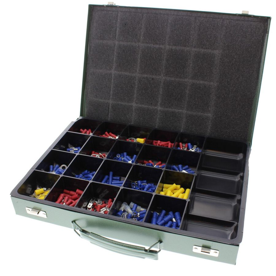 Kabelschoenen geisol. assorti. in metalen kist PVC