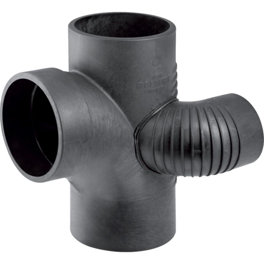 T-stuk verlopend stromend aansl parallel links 90x90x56mm polyethyleen (PE) Silent-db20 geluidsarm