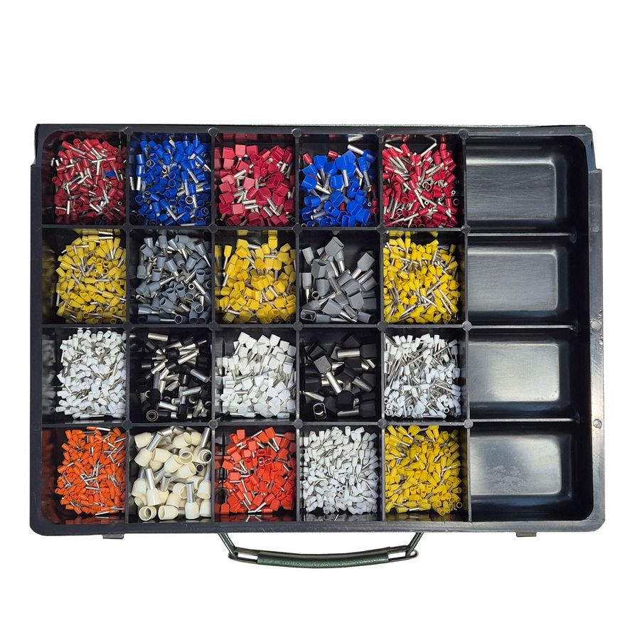 Assortiment geisol. adereindhulzen in metalen kist afwijkend