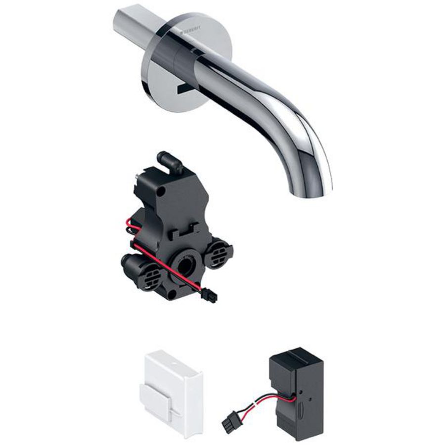 Piave wastafelkraan 220mm chroom wandmodel 230V met meng unit