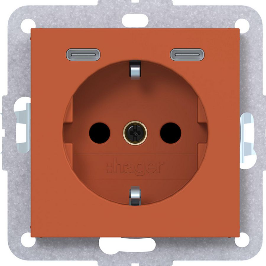 SCHUKO-wandcontactdoos USB-C Safety Plus A.x/C.x canyon mat