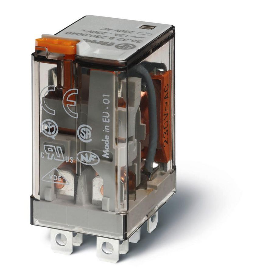 Schakelrelais 2 wisselcontacten 12A 24V AC AgSnO2