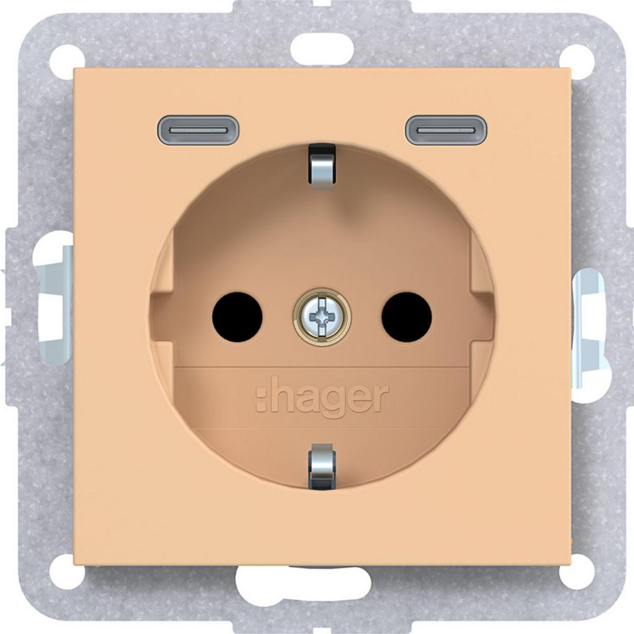 SCHUKO-wandcontactdoos USB-C Safety Plus A.x/C.x petal mat