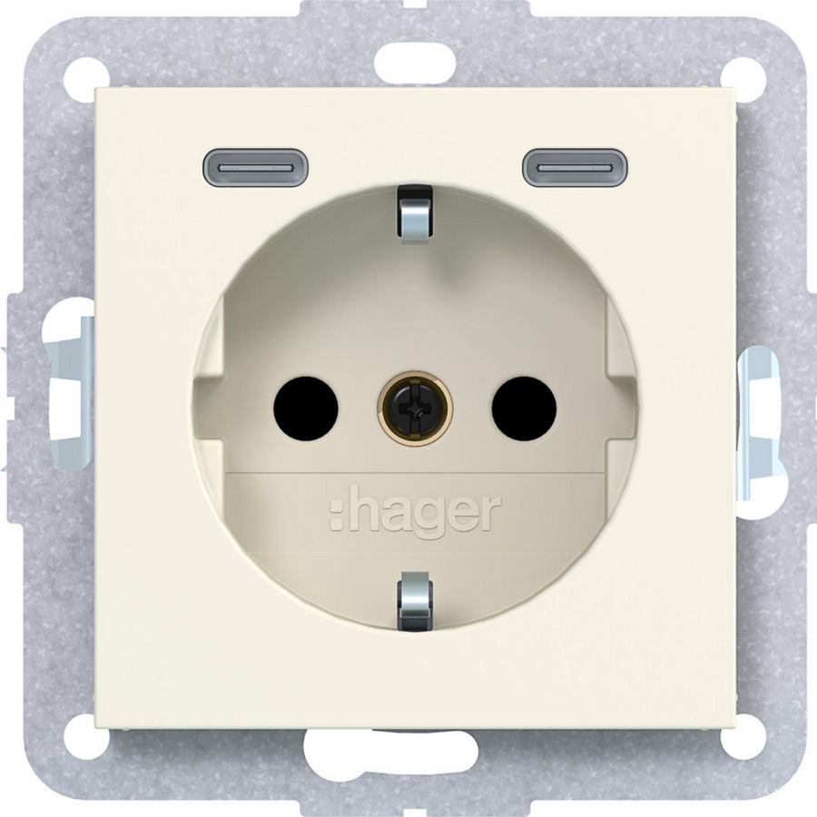 SCHUKO-wandcontactdoos USB-C Safety Plus A.x/C.x shell mat