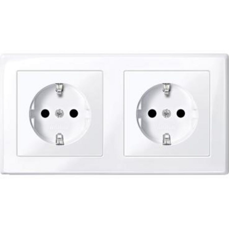 M-Smart Combi Wandcontactdoos 2-voudig Horizontaal Kinderbeveiliging Act