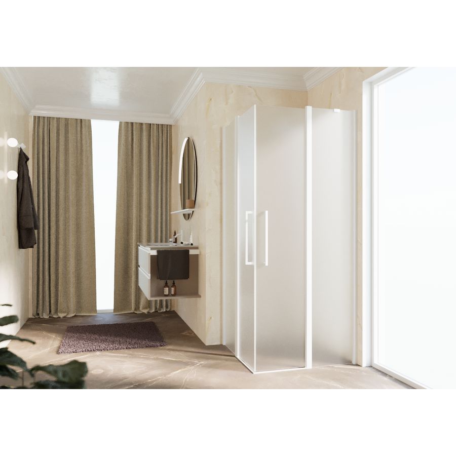 Young A 101 Hoekinstap 101-103Cm Satin Glas Wit Mat
