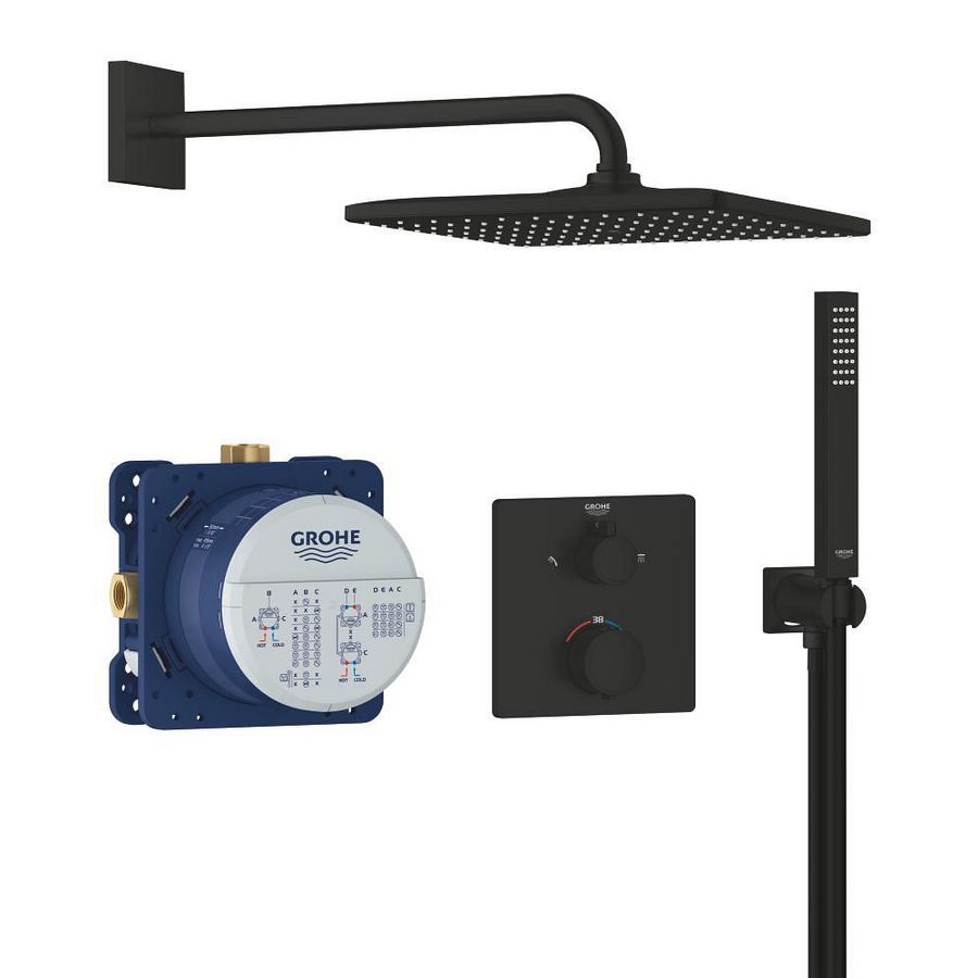 Complete set inbouwdouche Precision Shower Set 310 vierkant mat zwart