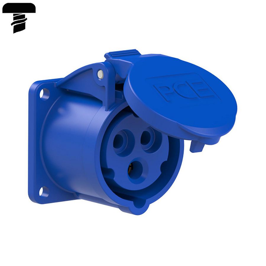 Wandcontactdoos CEE 16A 3p 230V 6h blauw IP54 55x55mm