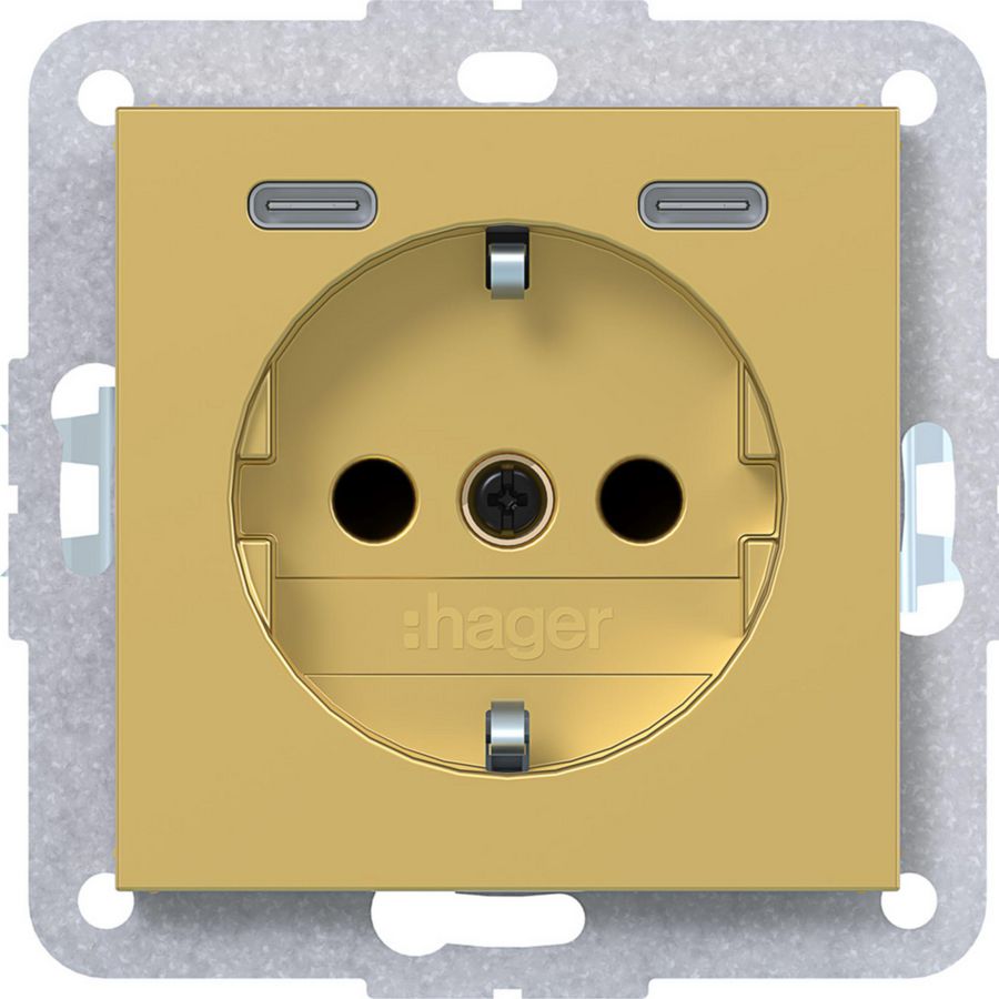 SCHUKO-wandcontactdoos USB-C Safety Plus A.x/C.x gold metalic