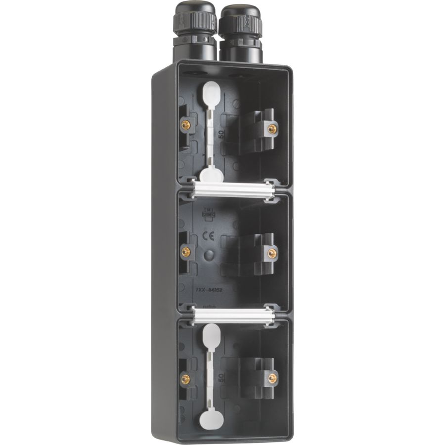 Spuitwaterdichte drievoudige verticale opbouwdoos zwart