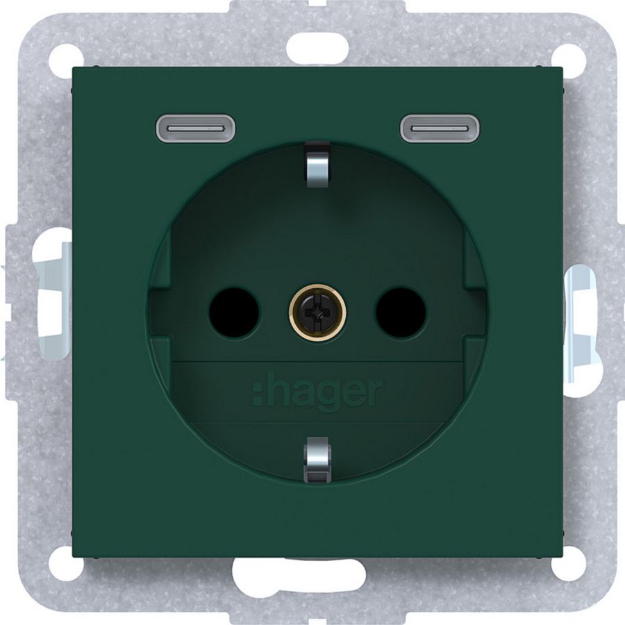 SCHUKO-wandcontactdoos USB-C Safety Plus A.x/C.x jade halfgl