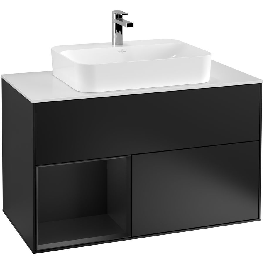 Wastafelonderkast Finion 1000x603x501mm Black Matt Lacquer G361PDPD