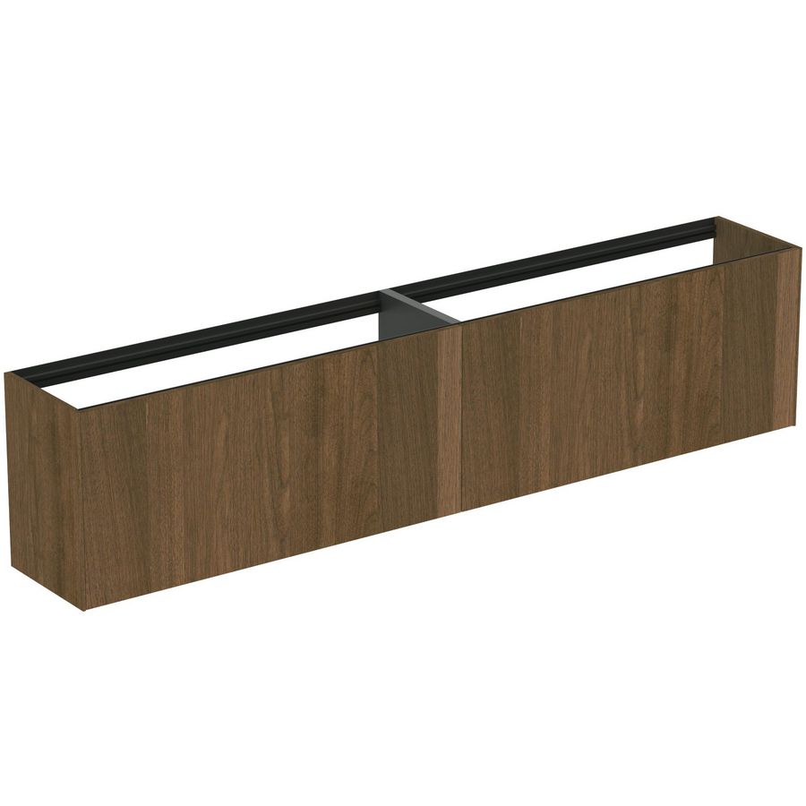 Conca wastafelmeubel 240x37x55cm 2 laden zonder afdekblad dark walnut