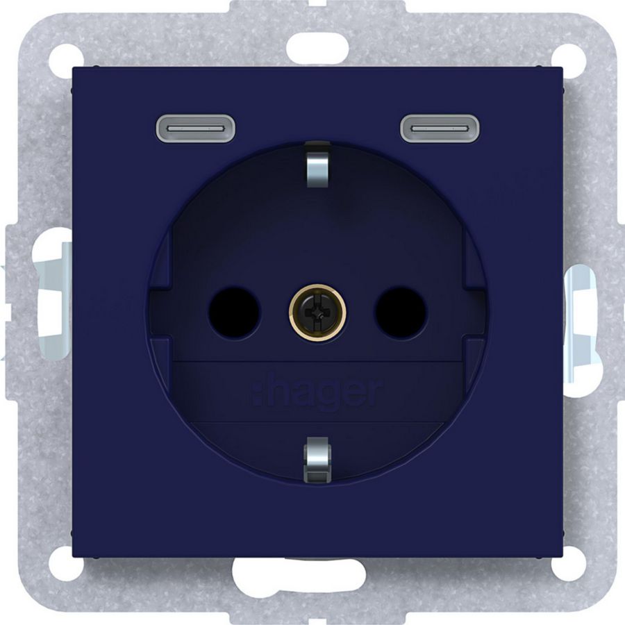 SCHUKO-wandcontactdoos USB-C Safety Plus A.x/C.x ocean halfgl
