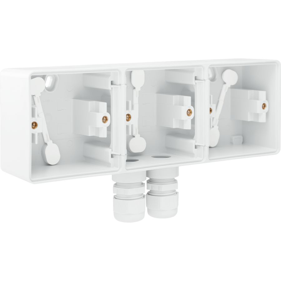 Spuitwaterdichte drievoudige HOR opb.doos wit