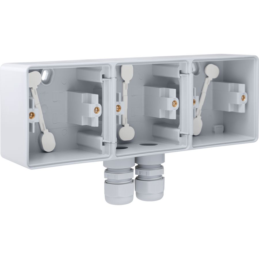 Spuitwaterdichte drievoudige horizontale opbouwdoos grijs
