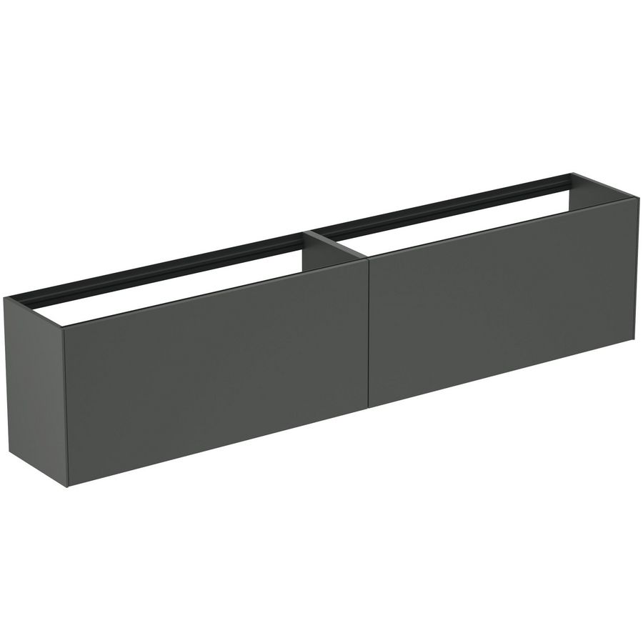 Conca wastafelmeubel 240x37x55cm 2 laden zonder afdekblad mat antraciet