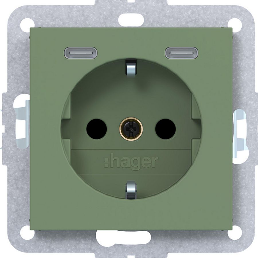 SCHUKO-wandcontactdoos USB-C Safety Plus A.x/C.x aloe mat