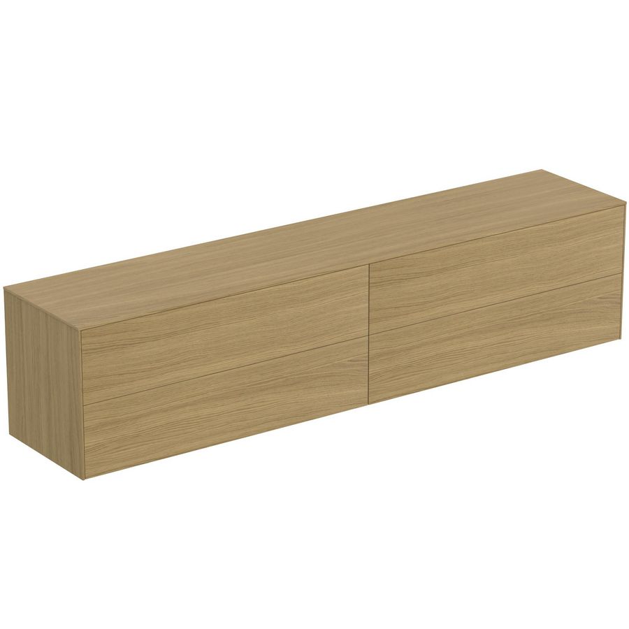 Conca wastafelmeubel 240x50x55cm 4 laden afdekblad zonder uitsnijding light oak