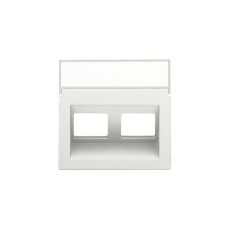 Centraalplaat data 2x RJ schuine uitgang white coated