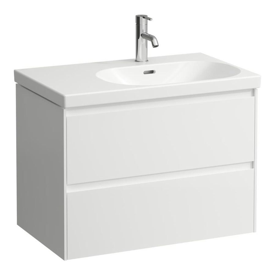 Wastafelonderkast 75cm 2lade wastafH817085 afl.li glans wit