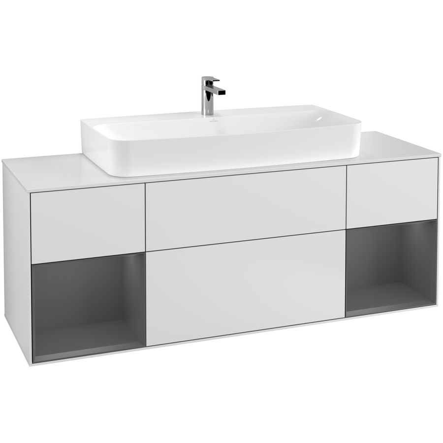 Wastafelonderkast Finion 1600x603x501mm White Matt Lacquer F211GKMT