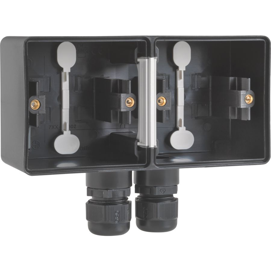 Spuitwaterdichte dubb. H opb.doos 1x2-voudig M20wit