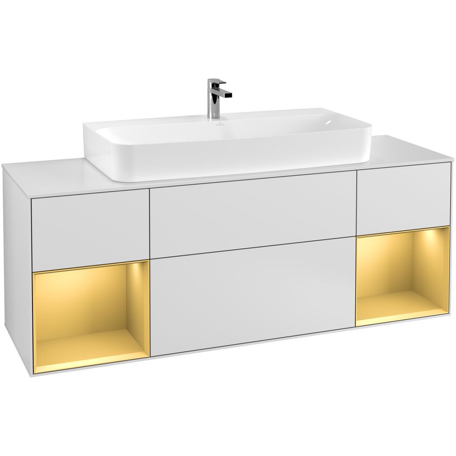 Wastafelonderkast Finion 1600x603x501mm White Matt Lacquer F211HFMT