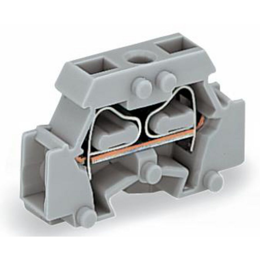 2-draads klem z. drukknop +bev.flens grijs 261-411 VVE=50