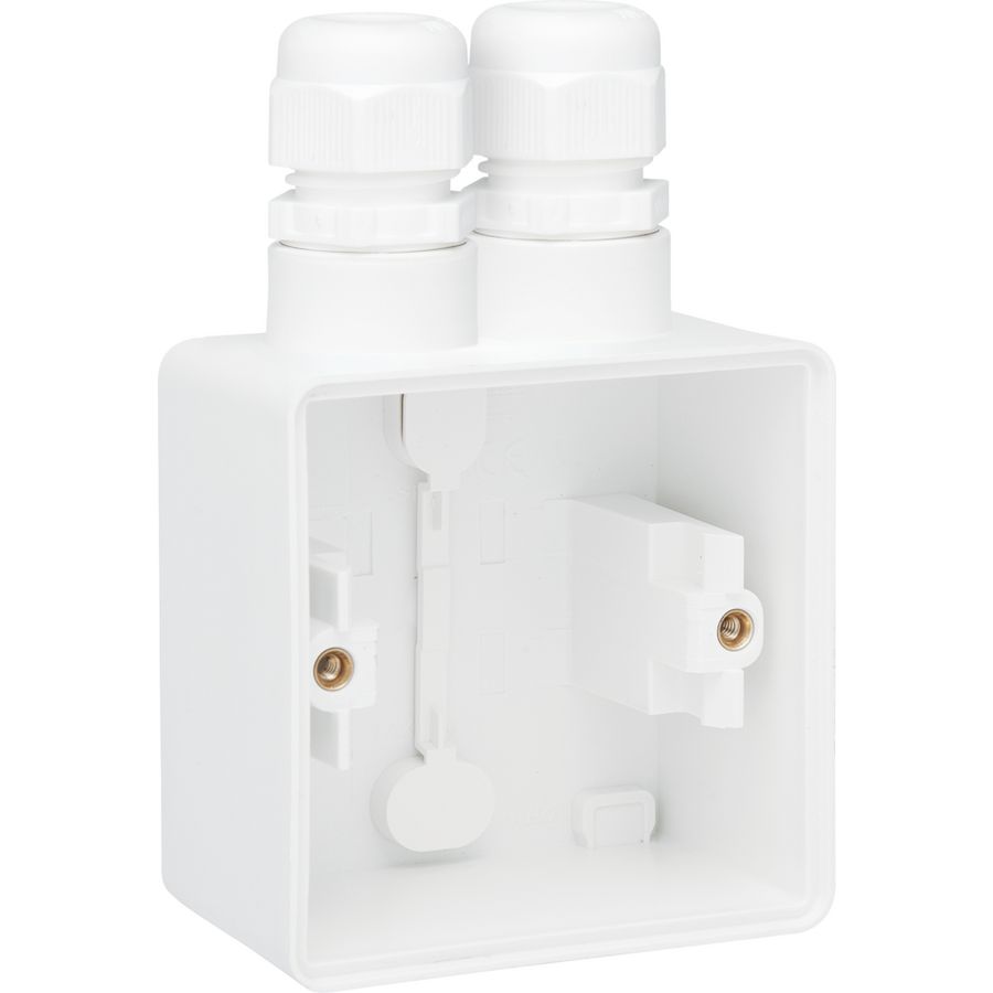 Spuitwaterdichte opb.doos 1x2-voudige M20 wit VVE=8