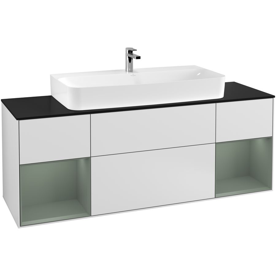 Wastafelonderkast Finion 1600x603x501mm White Matt Lacquer F212GMMT