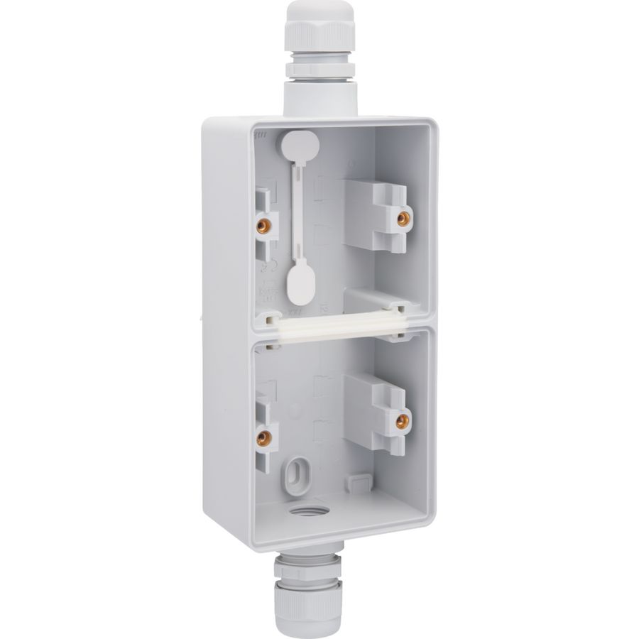 Spuitwaterdichte dubbele verticale opbouwdoos boven/onder M20 grijs