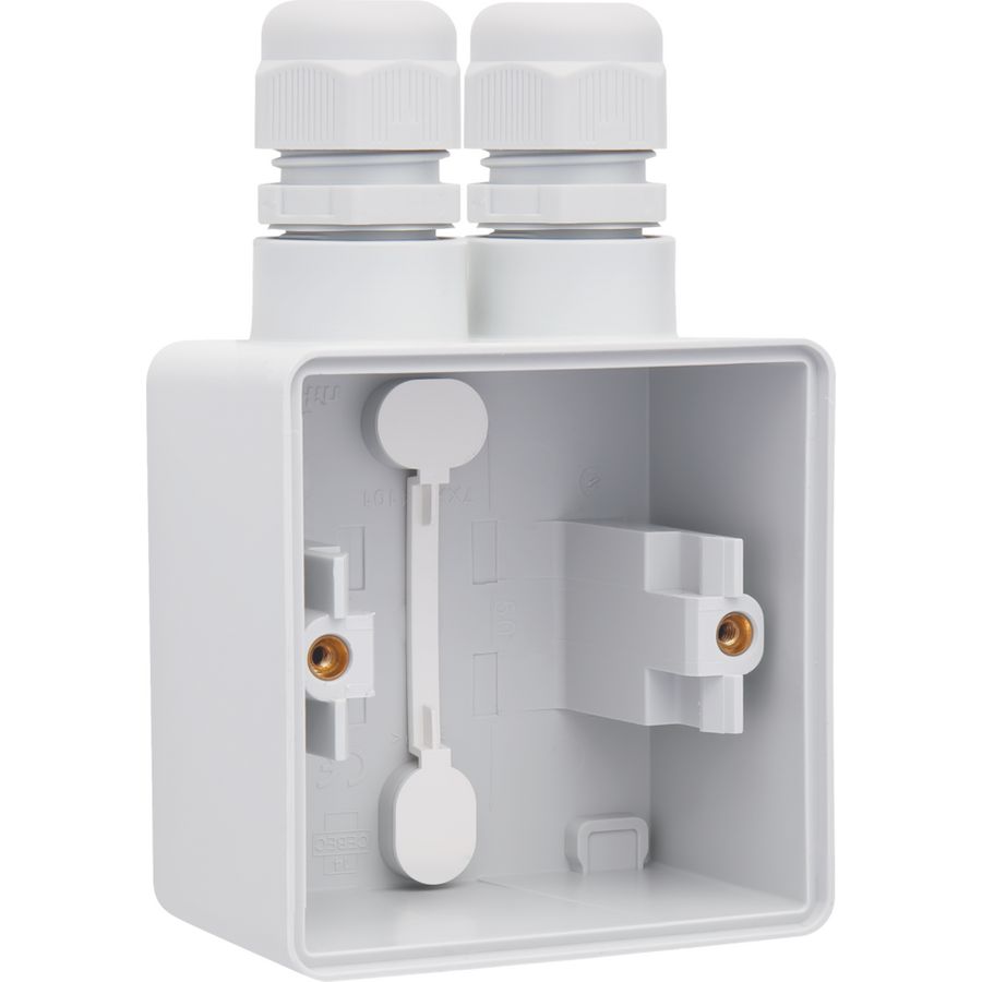 Spuitwaterdichte opbouwdoos grijs met 1x 2-voudige M20-ingang met wartel