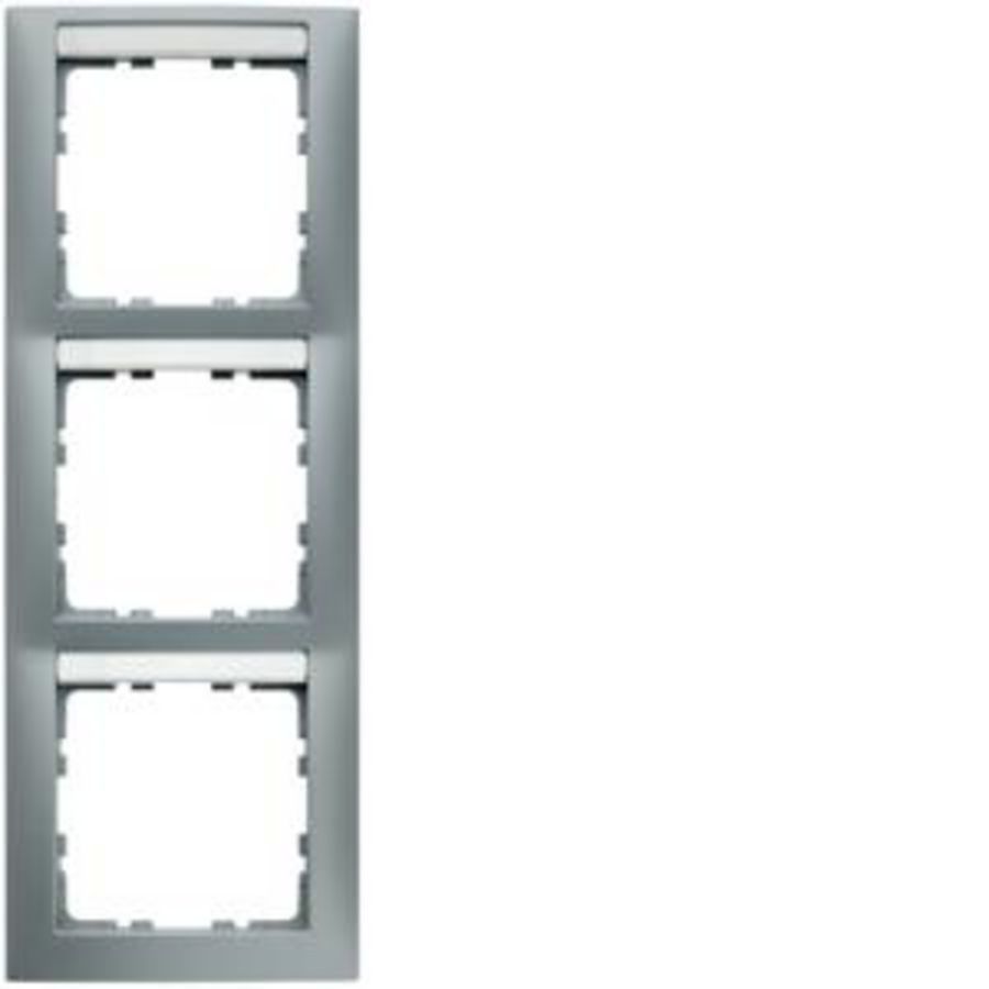 Afdekraam met tekstveld 3-v vert. berker S.1 aluminium mat