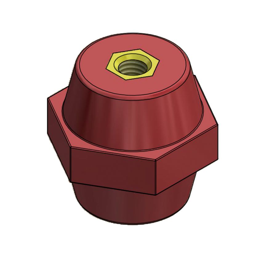 Isolator M8 , rood, H=35mm