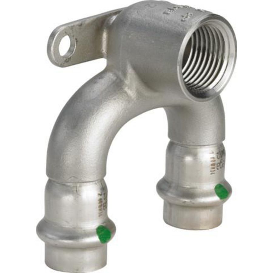 Muurplaat doorstromend SANPRESS inox persaansluiting 15x1/2"bn.x15mm 2325.7