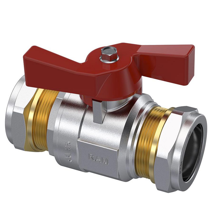 Kogelkraan S28 28mm knel vernikkeld vlinderhendel rood