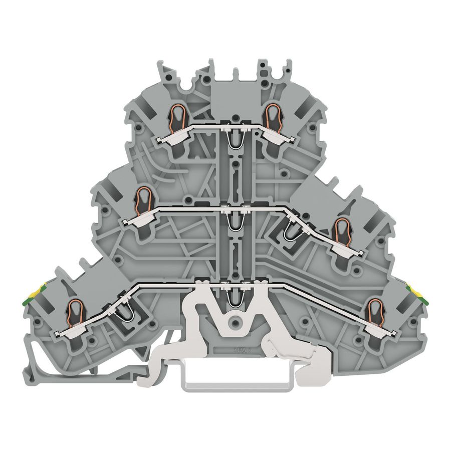 3-etageklem Aard-/rijg-/rijgklem 1mm² groen-geel/gr VVE=40