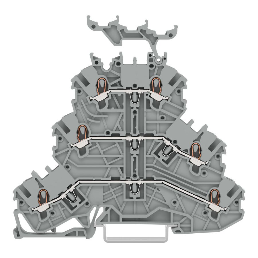 3-etageklem Rijg-/rijg-/rijgklem L/L/L grijs VVE=40