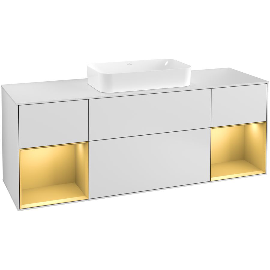 Wastafelonderkast Finion 1600x603x501mm White Matt Lacquer F331HFMT