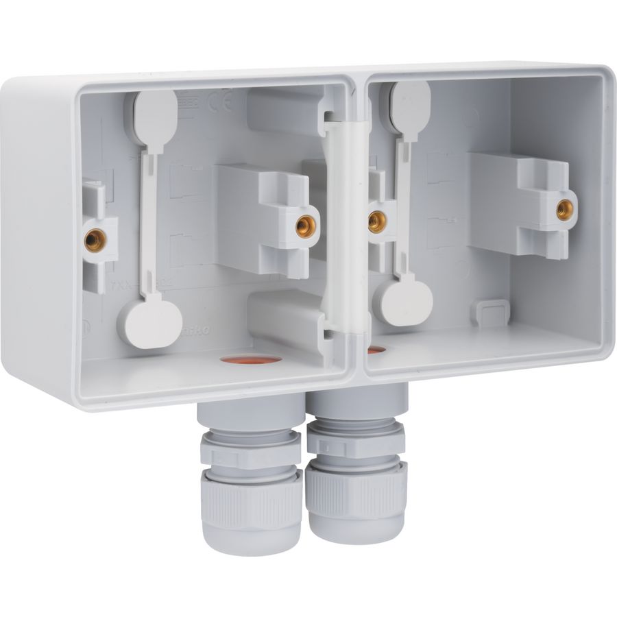 Spuitwaterdichte dubbele horizontale opbouwdoos1xM20 zwart