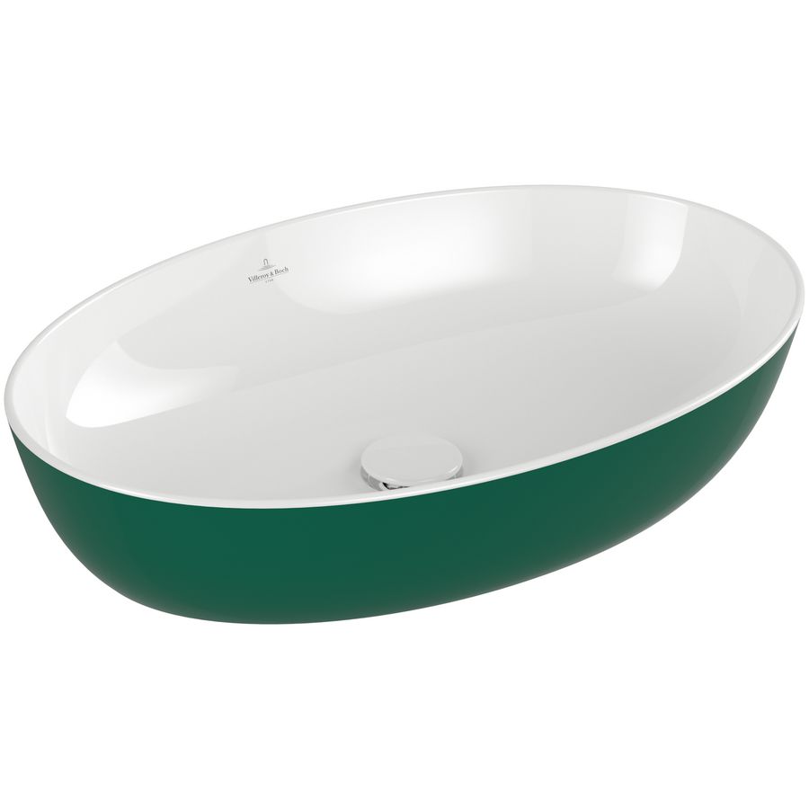 Opzetwaskom ovaal ARTIS 610x410mm kleur buitenzijde Forest (groen) binnenzijde wit zonder overloop